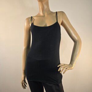 Mossimo Y2K Basic Cami  Tank Top Sz M Black Adj Spaghetti Straps